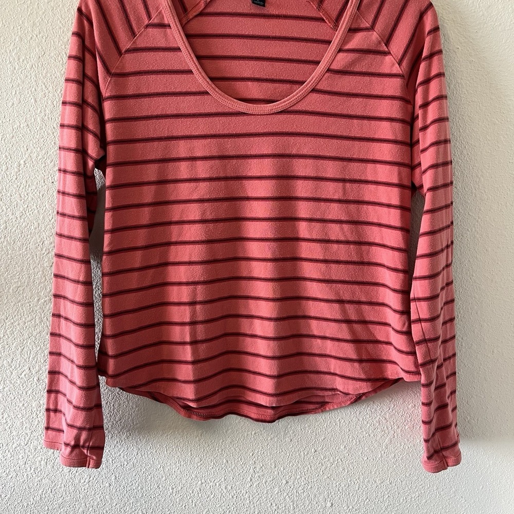 Vintage Y2K Gap Women's T-Shirt Size L Long Sleeve Scoop Neck Striped Pink - Picture 6 of 13
